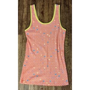 Delia's Y2K coral and yellow heart graphic tank top